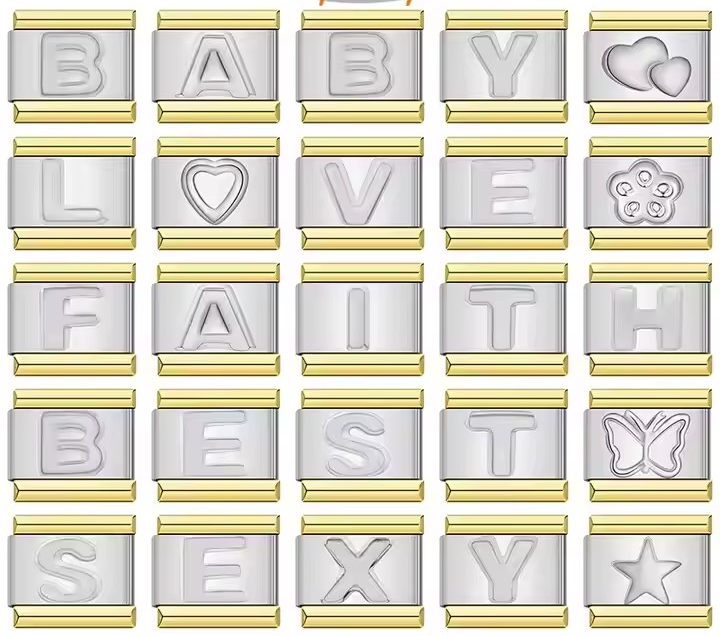 Gold-in-Silver Charms – Italian charm bracelet charm, design 1 of 6, by Charmtastic