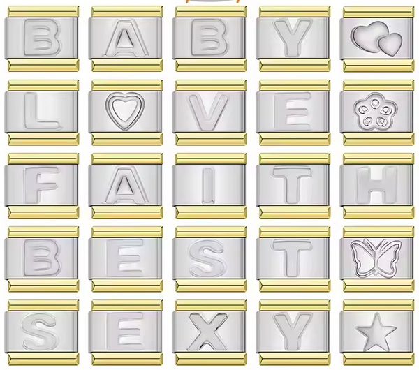 Gold-in-Silver Charms – Italian charm bracelet charm, design 1 of 6, by Charmtastic