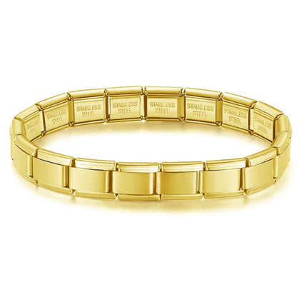 Gold italian charms bracelet – plain gold Italian charm bracelet product photo, by Charmtastic