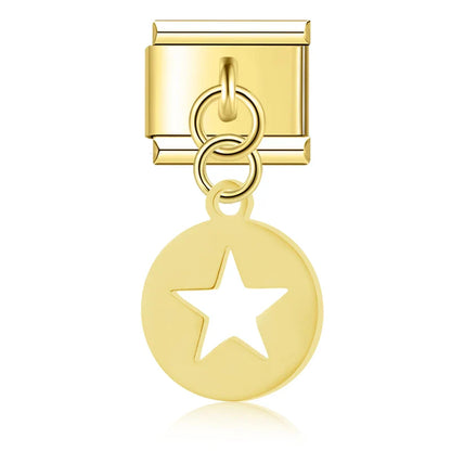 Gold star cutout disc Italian charm, by Charmtastic