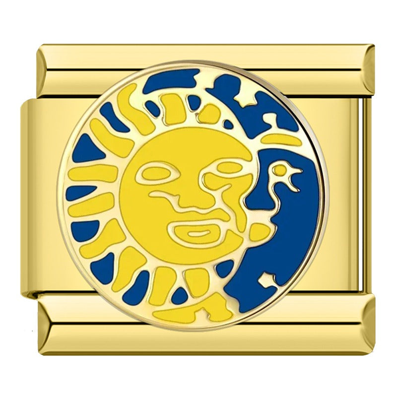 Golden Charms: Sun, Flower & Footprint – Italian charm bracelet charm, design 6 of 6, by Charmtastic