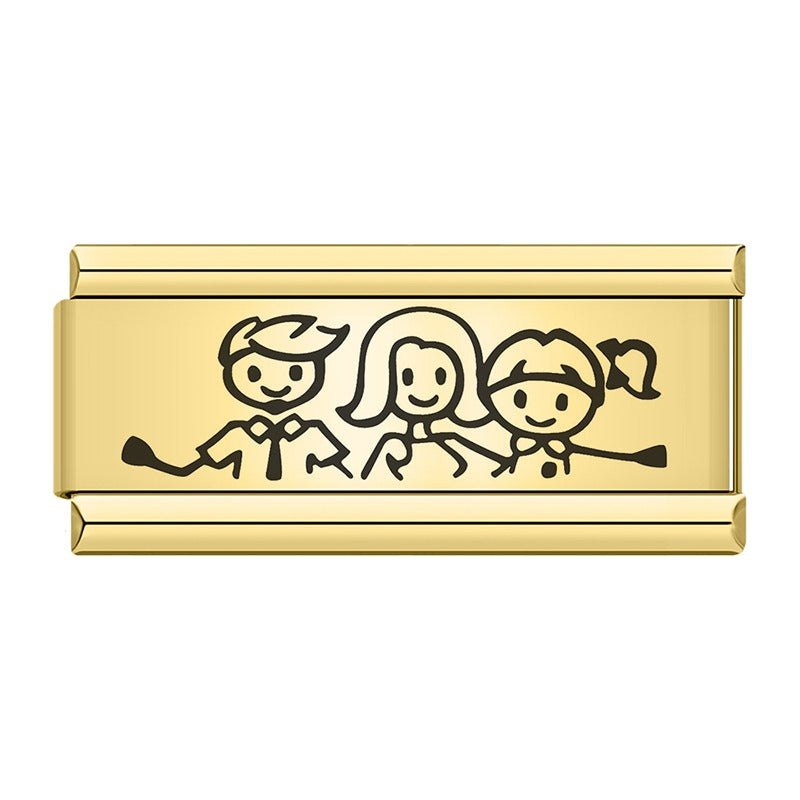 Golden Double charms Love Dream Family Daughter Princess – family stick figures double charm, Italian charm bracelet charm by Charmtastic