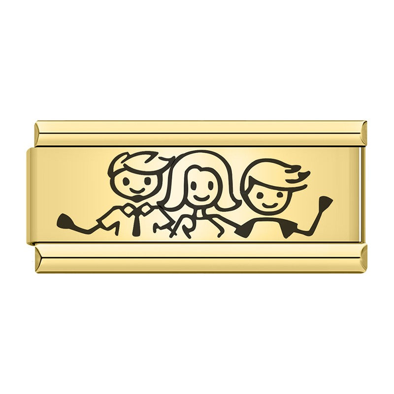 Golden Double charms Love Dream Family Daughter Princess – family stick figures double charm, alternate design, Italian charm bracelet charm by Charmtastic