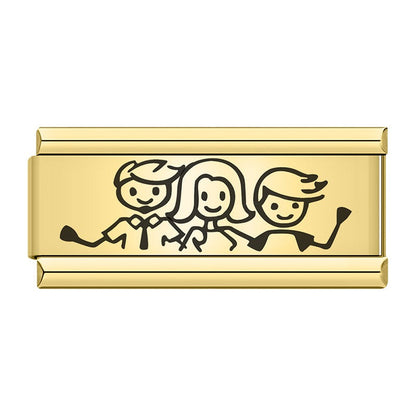 Golden Double charms Love Dream Family Daughter Princess – family stick figures double charm, alternate design, Italian charm bracelet charm by Charmtastic
