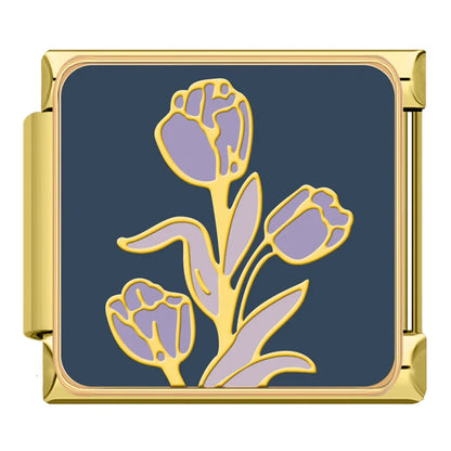 Golden Flower Charm – Italian charm bracelet charm, design 3 of 6, by Charmtastic