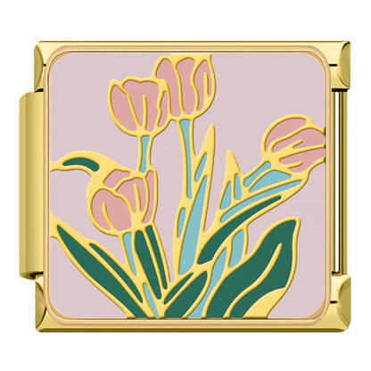 Golden Flower Charm – Italian charm bracelet charm, design 4 of 6, by Charmtastic