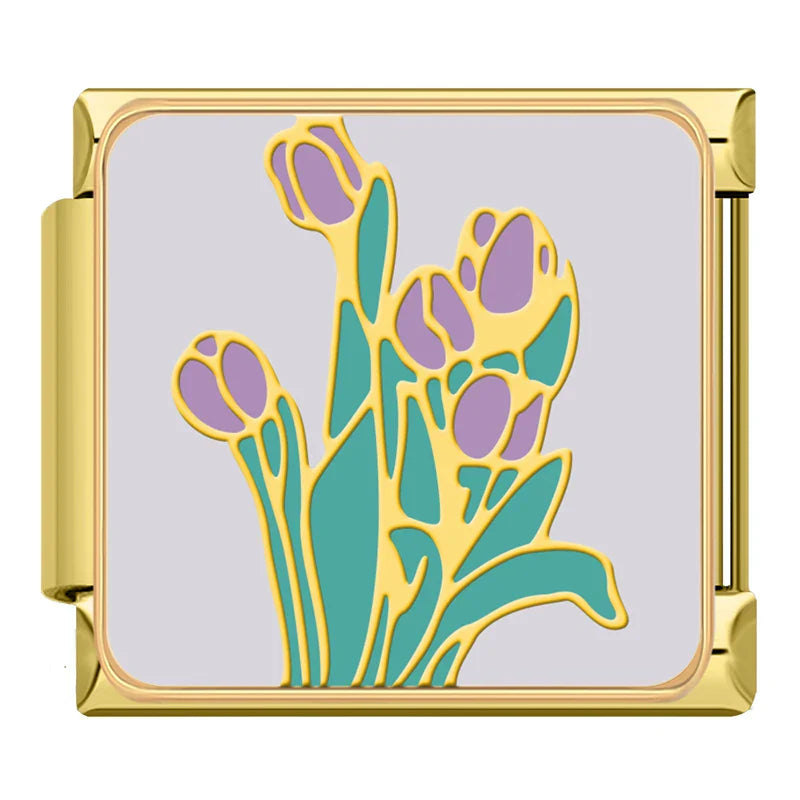 Golden Flower Charm – Italian charm bracelet charm, design 5 of 6, by Charmtastic