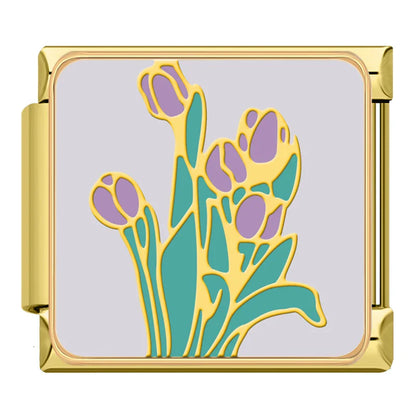 Golden Flower Charm – Italian charm bracelet charm, design 5 of 6, by Charmtastic