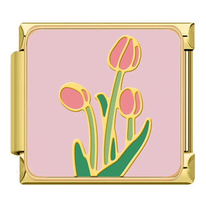 Golden Flower Charm – Italian charm bracelet charm, design 6 of 6, by Charmtastic