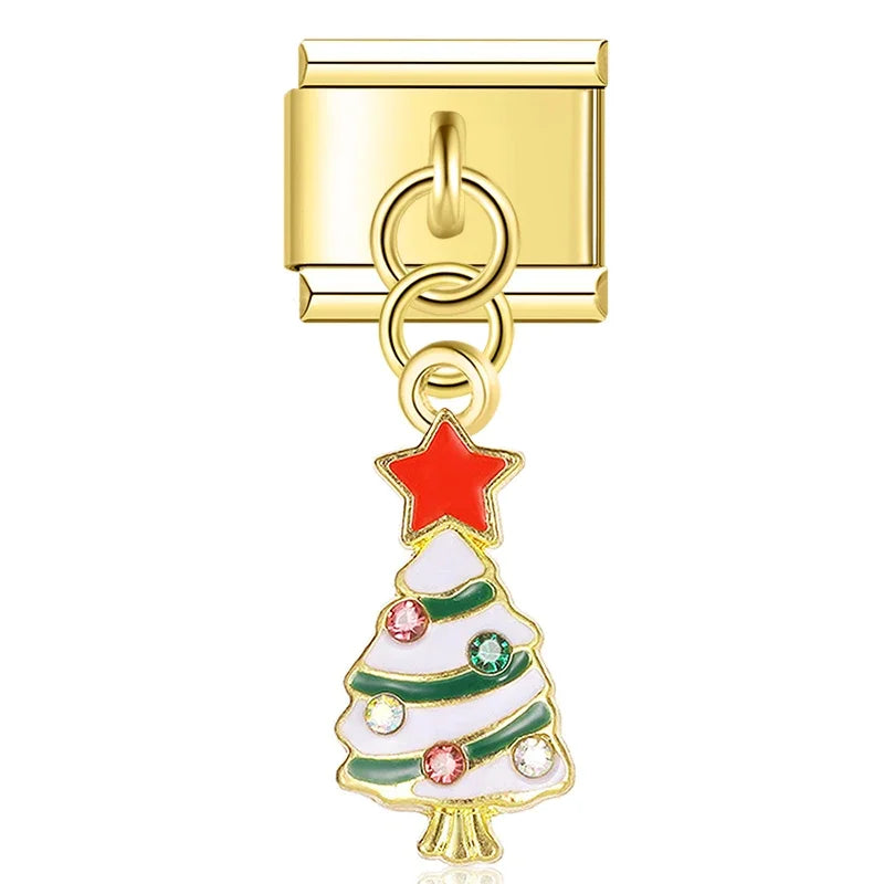 Christmas tree gold Italian charm, by Charmtastic