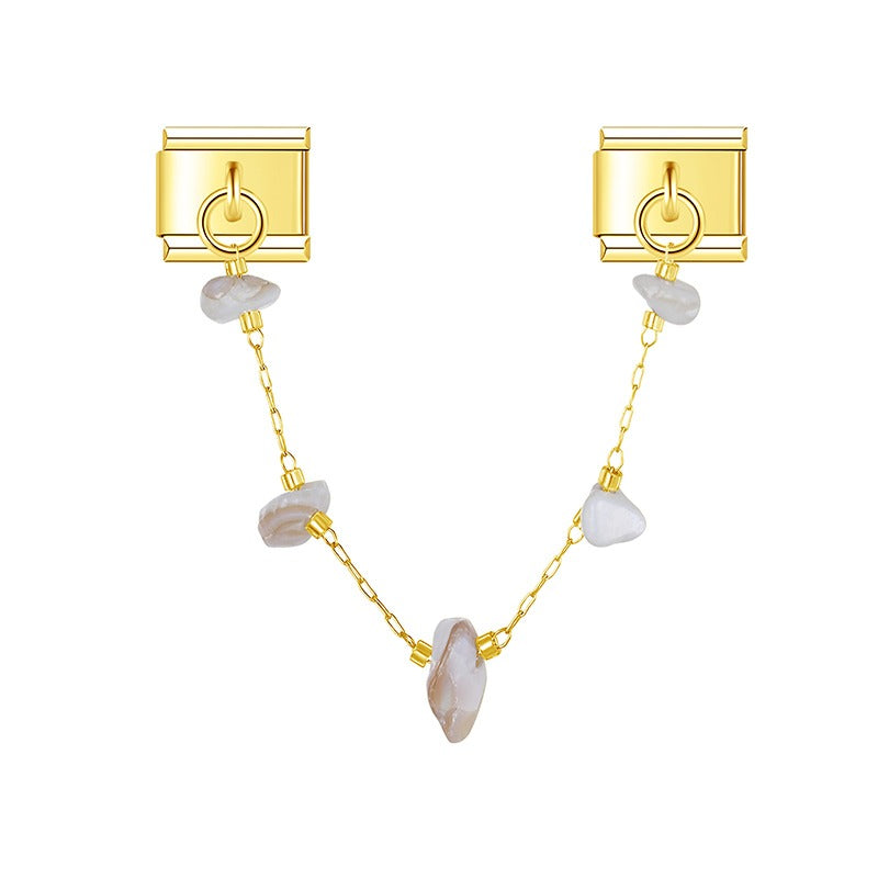 Gray gem gold safety chain Italian charm, by Charmtastic