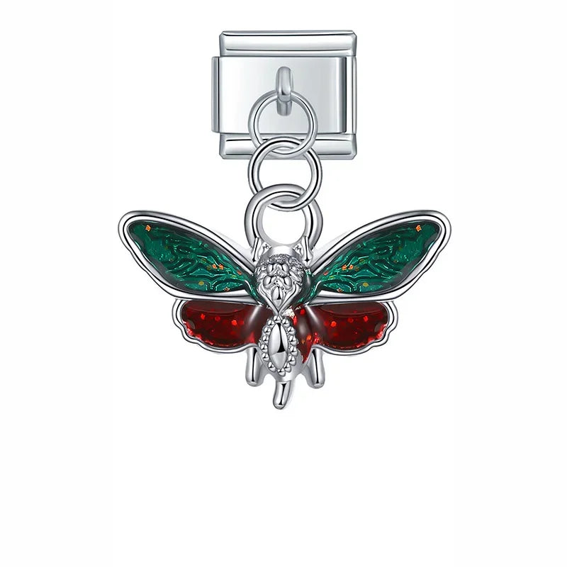 Green beetle dangle Italian charm, by Charmtastic