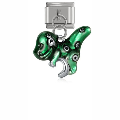 Green dinosaur dangle Italian charm, by Charmtastic