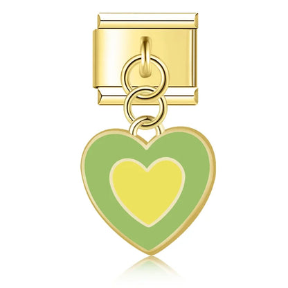 Green heart gold Italian charm, by Charmtastic