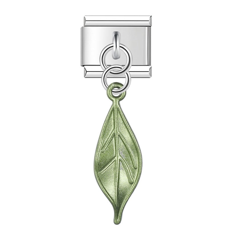 Green willow leaf dangle Italian charm, by Charmtastic