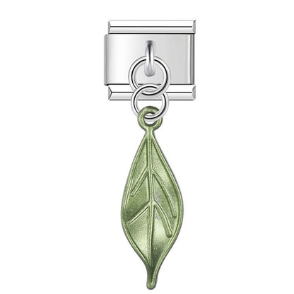 Green willow leaf dangle Italian charm, by Charmtastic