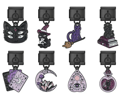 Halloween black cat dangle Italian charms, by Charmtastic