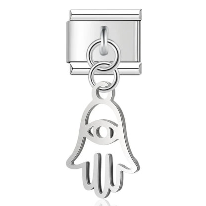 Hamsa hand silver cutout Italian charm, by Charmtastic