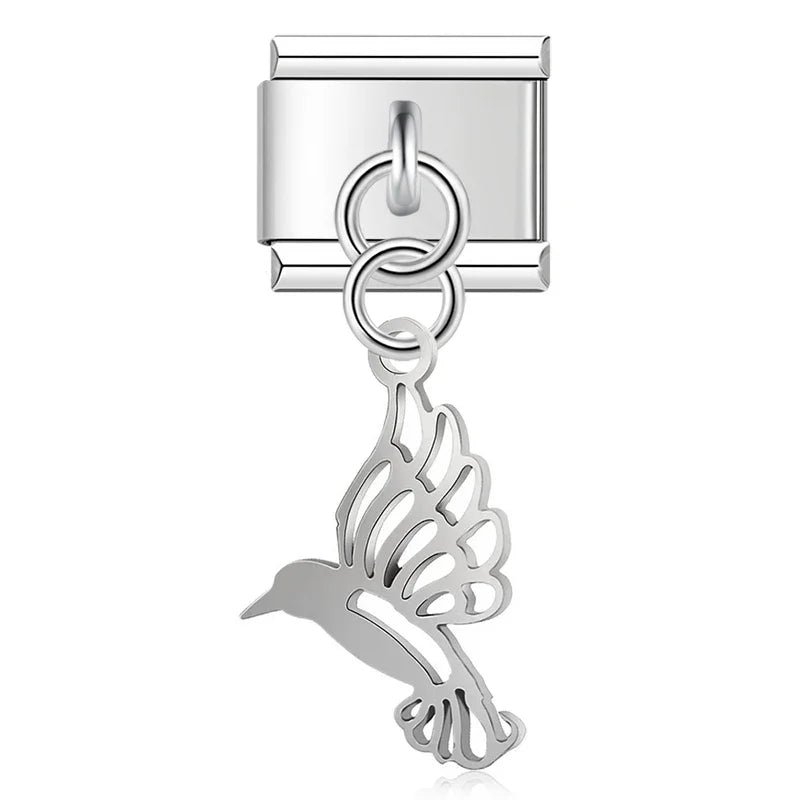 Hummingbird silver Italian charm, by Charmtastic