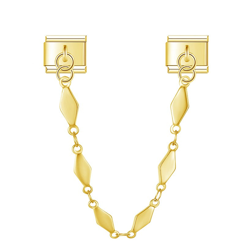 Gold diamond link safety chain — Italian charm bracelet, by Charmtastic