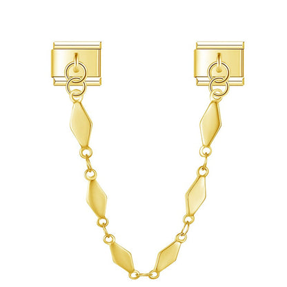 Gold diamond link safety chain — Italian charm bracelet, by Charmtastic