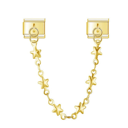 Gold spiky star link safety chain — Italian charm bracelet, by Charmtastic