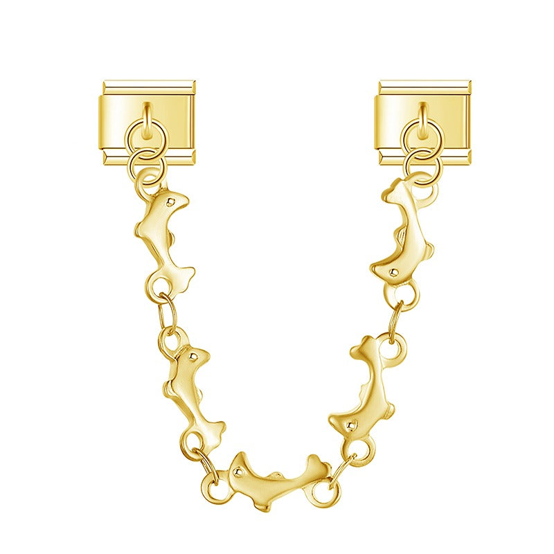Gold star link safety chain — Italian charm bracelet, by Charmtastic