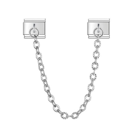 Silver cable link safety chain — Italian charm bracelet, by Charmtastic