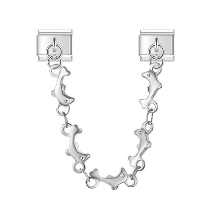 Silver star link safety chain — Italian charm bracelet, by Charmtastic