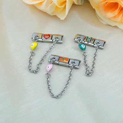 Heart and moon evil eye safety chain for Italian charm bracelet — 9mm, by Charmtastic