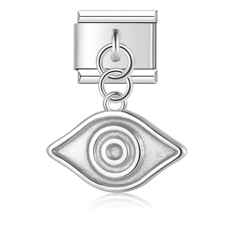 silver dangle charms Heart Eye Moon – silver evil eye charm, Italian charm bracelet charm by Charmtastic