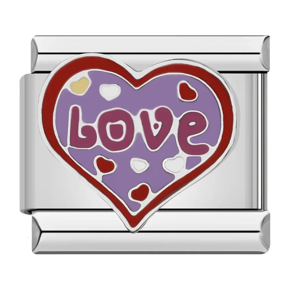 Heart, Flower, Hat & Dragonfly Charm – Italian charm bracelet charm, design 4 of 6, by Charmtastic