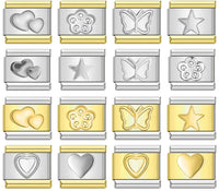 Heart, Flower, Star & Butterfly Italian Charms — Classic Mixed Enamel Bracelet Links