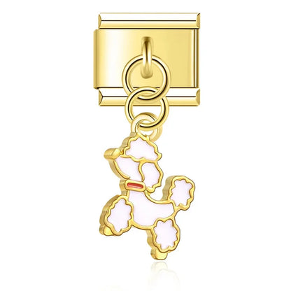 Gold poodle dog dangle Italian charm, by Charmtastic