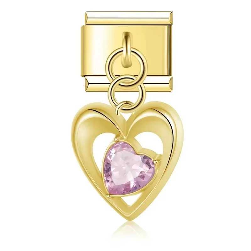 Heart Pendant Charms – Italian charm bracelet charm, design 5 of 6, by Charmtastic