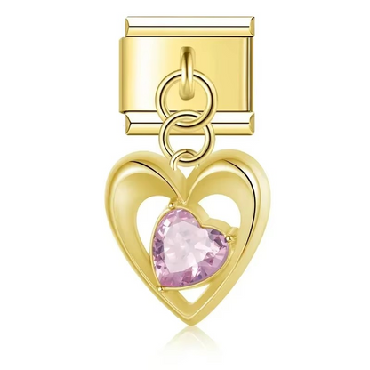 Heart Pendant Charms – Italian charm bracelet charm, design 5 of 6, by Charmtastic