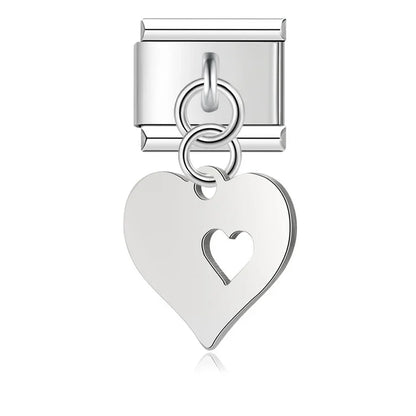 Heart silver cutout Italian charm, by Charmtastic