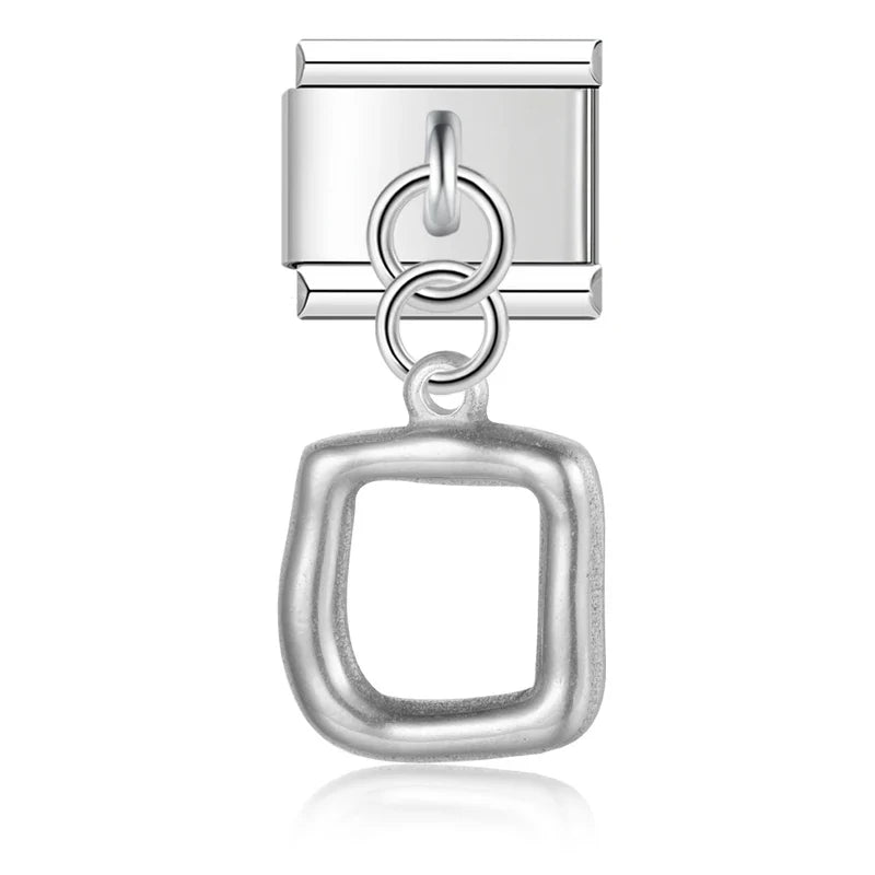 Heart Square Palm silver charms – open rectangle frame dangle charm in silver, Italian charm bracelet charm by Charmtastic