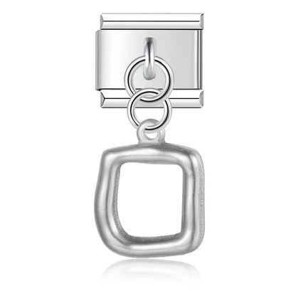 Heart Square Palm silver charms – open rectangle frame dangle charm in silver, Italian charm bracelet charm by Charmtastic