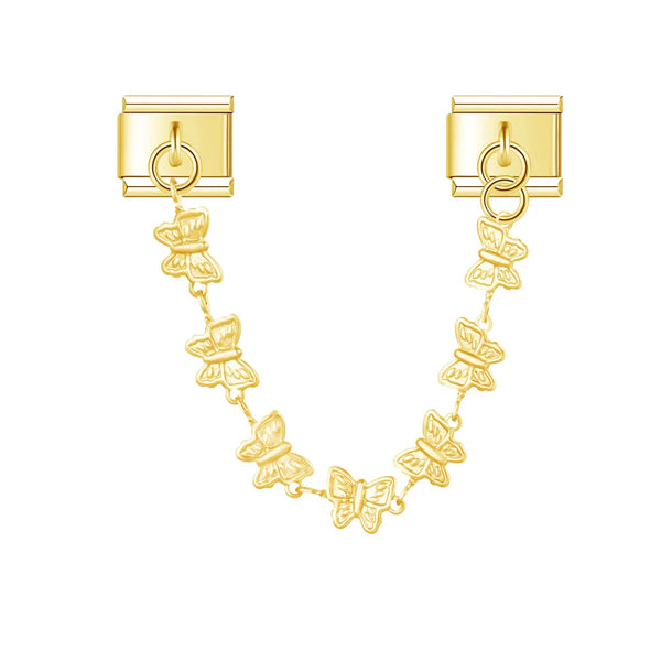 Gold butterfly link safety chain — Italian charm bracelet, by Charmtastic