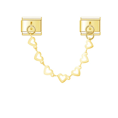 Gold open heart link safety chain — Italian charm bracelet, by Charmtastic