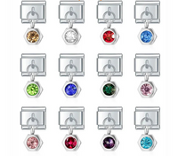 Hexagon Birthstone Crystal Dangle Charms
