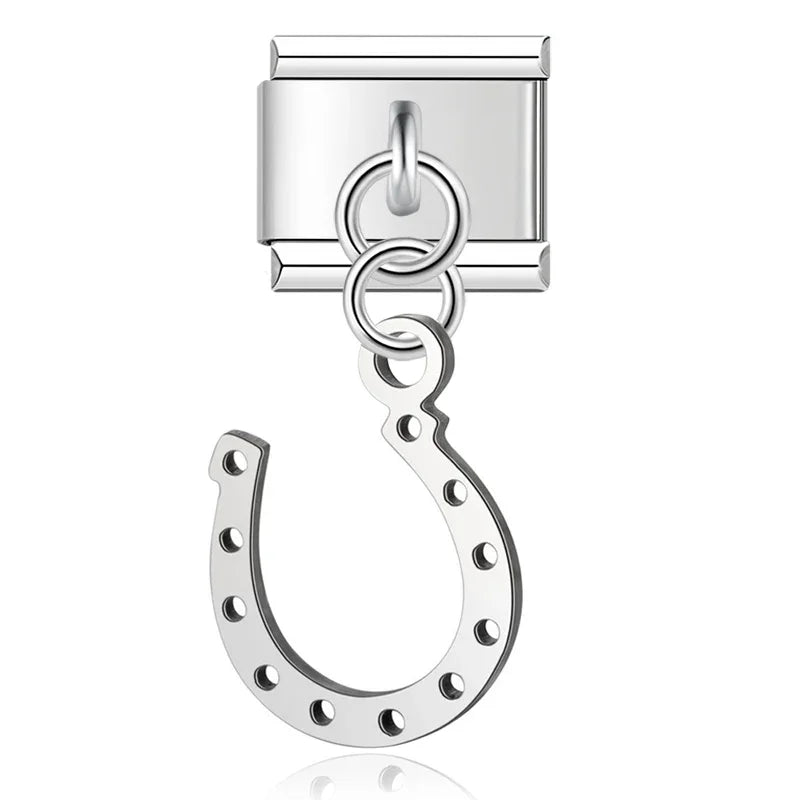 Horseshoe silver cutout Italian charm, by Charmtastic