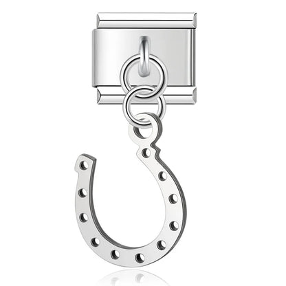 Horseshoe silver cutout Italian charm, by Charmtastic