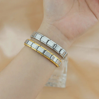 italian charms bracelets silver gold rose gold – silver and gold Italian charm bracelets worn on wrist, by Charmtastic