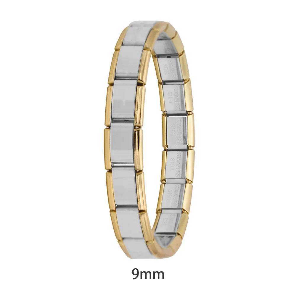 italian charms bracelets silver gold rose gold – silver and gold two-tone 9mm Italian charm bracelet, by Charmtastic