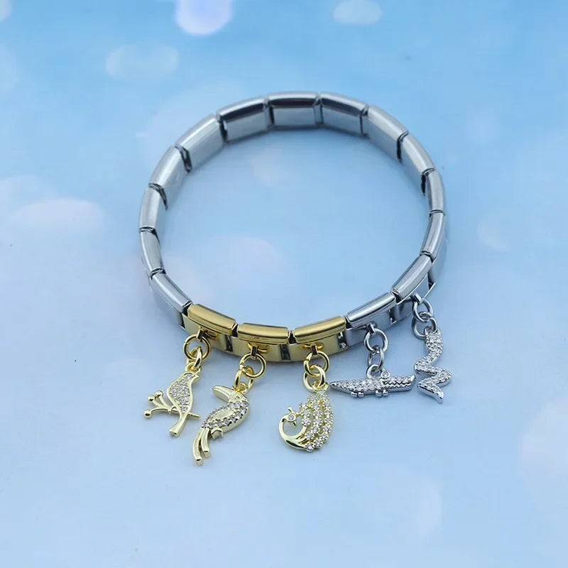 Jeweled animal CZ dangle Italian charm — 9mm bracelet, by Charmtastic