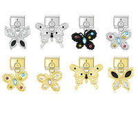 The Jeweled Butterfly Silhouette Dangle Charm in Silver & Gold