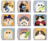 Kawaii Cat & Sweet Snack Time Italian Charms — Fishy Calico, Boba Tea, Avocado Kitty & More