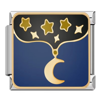 Dream, Star & Moon Italian Charms — Celestial Night Sky Bracelet Links